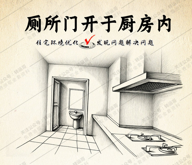 厕所门开于厨房内