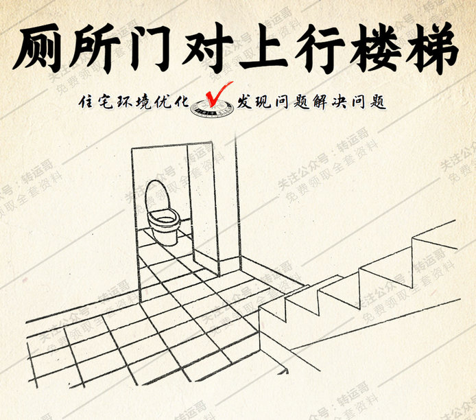 厕所门正对上行楼梯