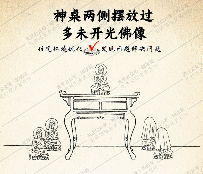 神桌两侧摆放过多未开光神像