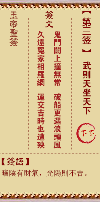 玉帝灵签 第3签:武则天坐天下 下下